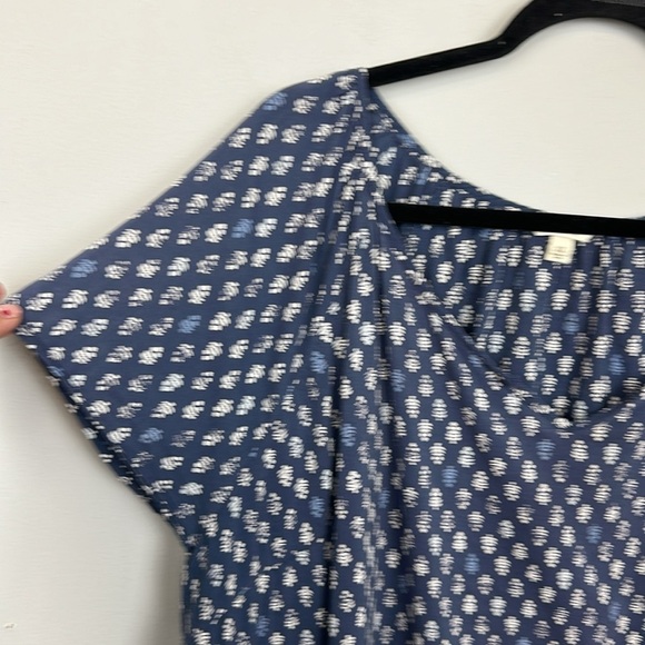 Sonoma Life + Style Blue and White Challis Leaf Print Cap Sleeve Top Sz 3X - Picture 2 of 7